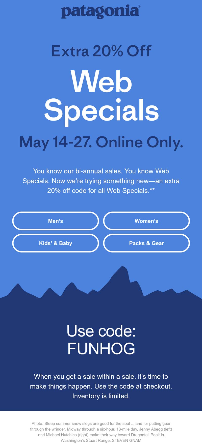 Extra 20 Off Web Specials At Patagonia Via Promo Code FUNHOG 