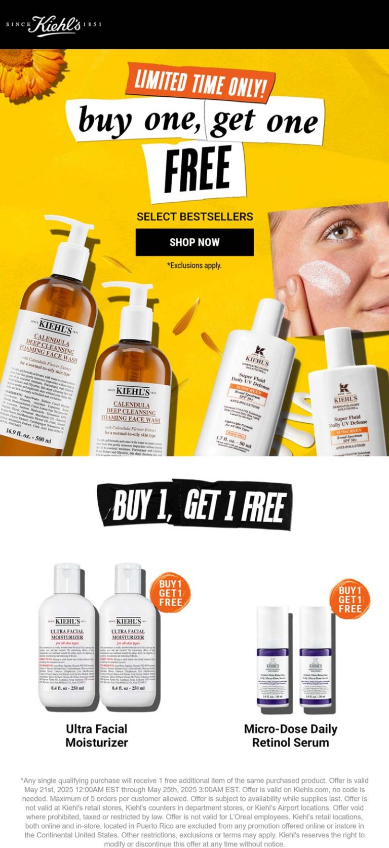 Second item free at Kiehls