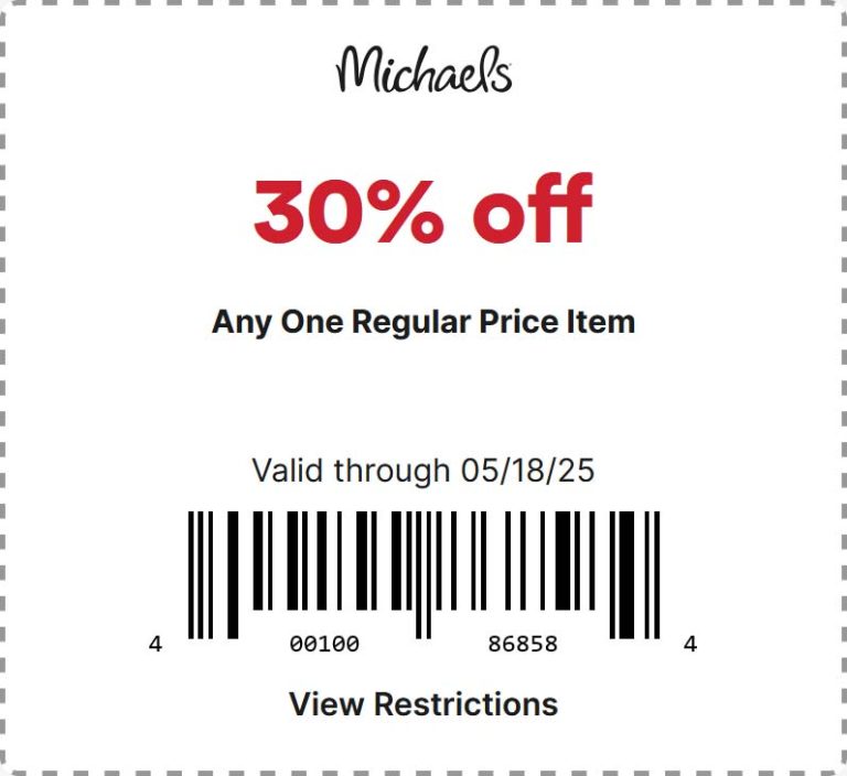 30% off a single item at Michaels, or online via promo code SPRING30