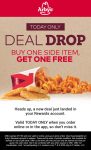 Second side item free today at Arbys restaurants #arbys