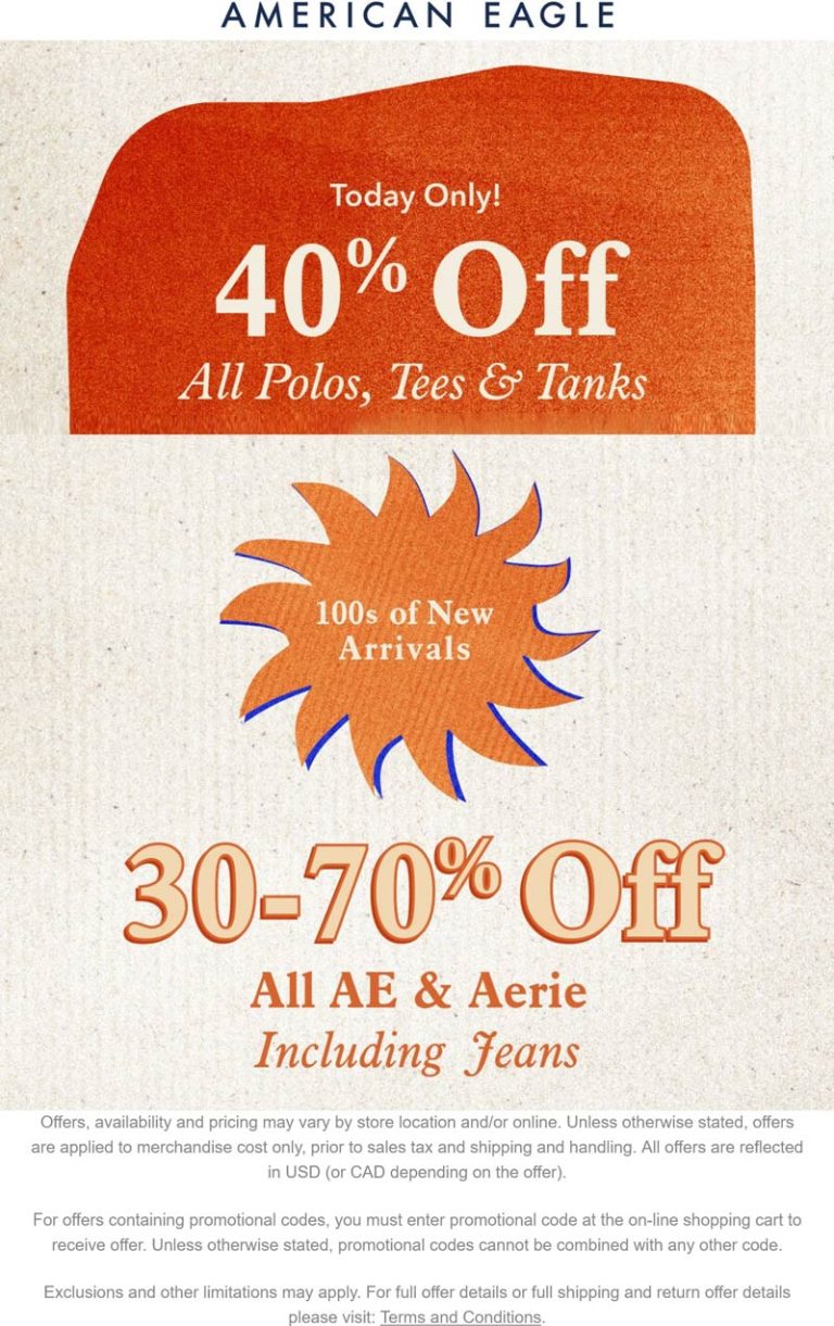 30-70% off all AE & Aerie at American Eagle
