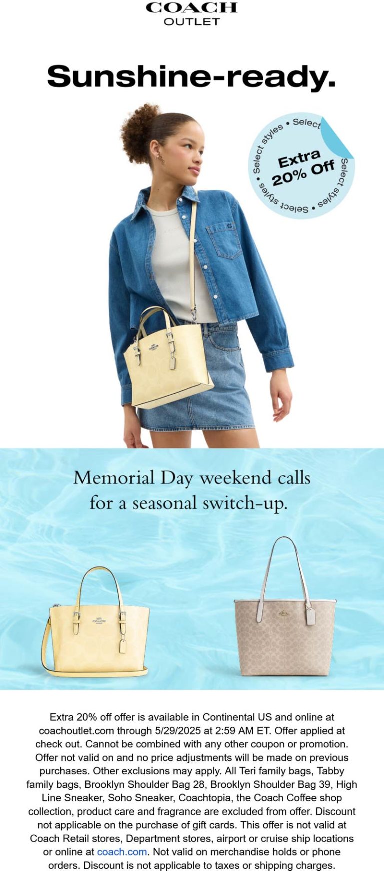 Extra 20% off at Coach Outlet