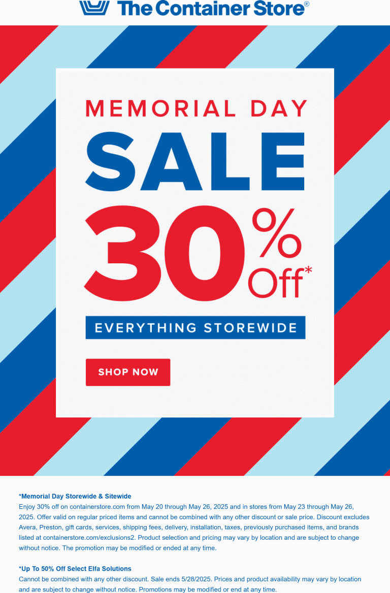 30% off everything at The Container Store