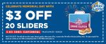 $3 off 20 slider cheeseburgers at White Castle #whitecastle