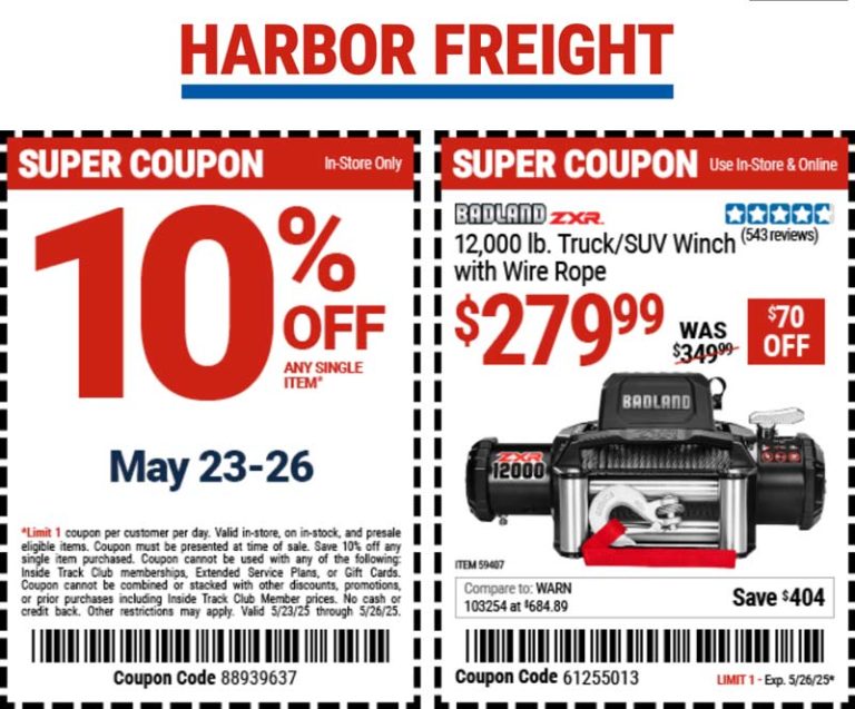 10% off a single item today at Harbor Freight