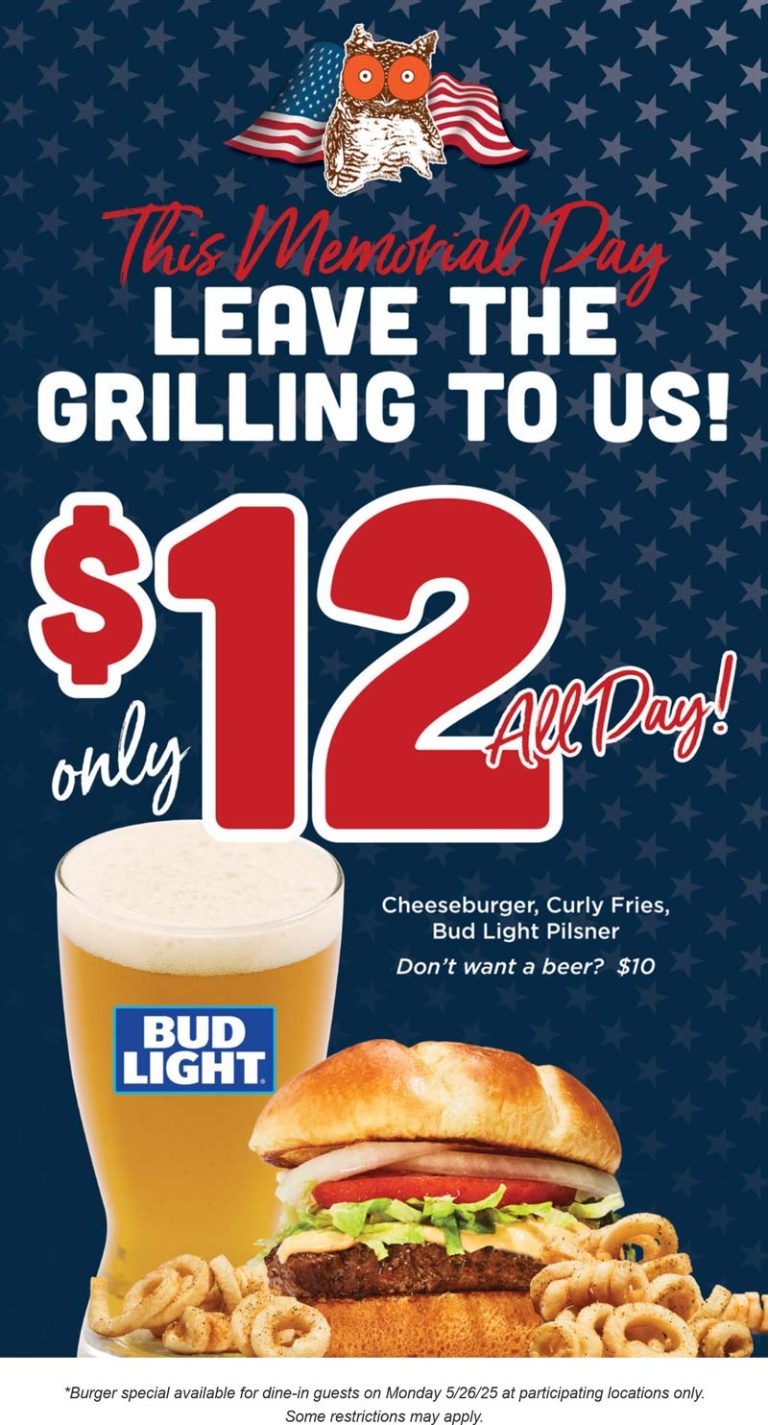 Cheeseburger + curly fries + beer = $12 today at Hooters