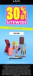 30% off everything online at NYX Professional Makeup #nyxprofessionalmakeup