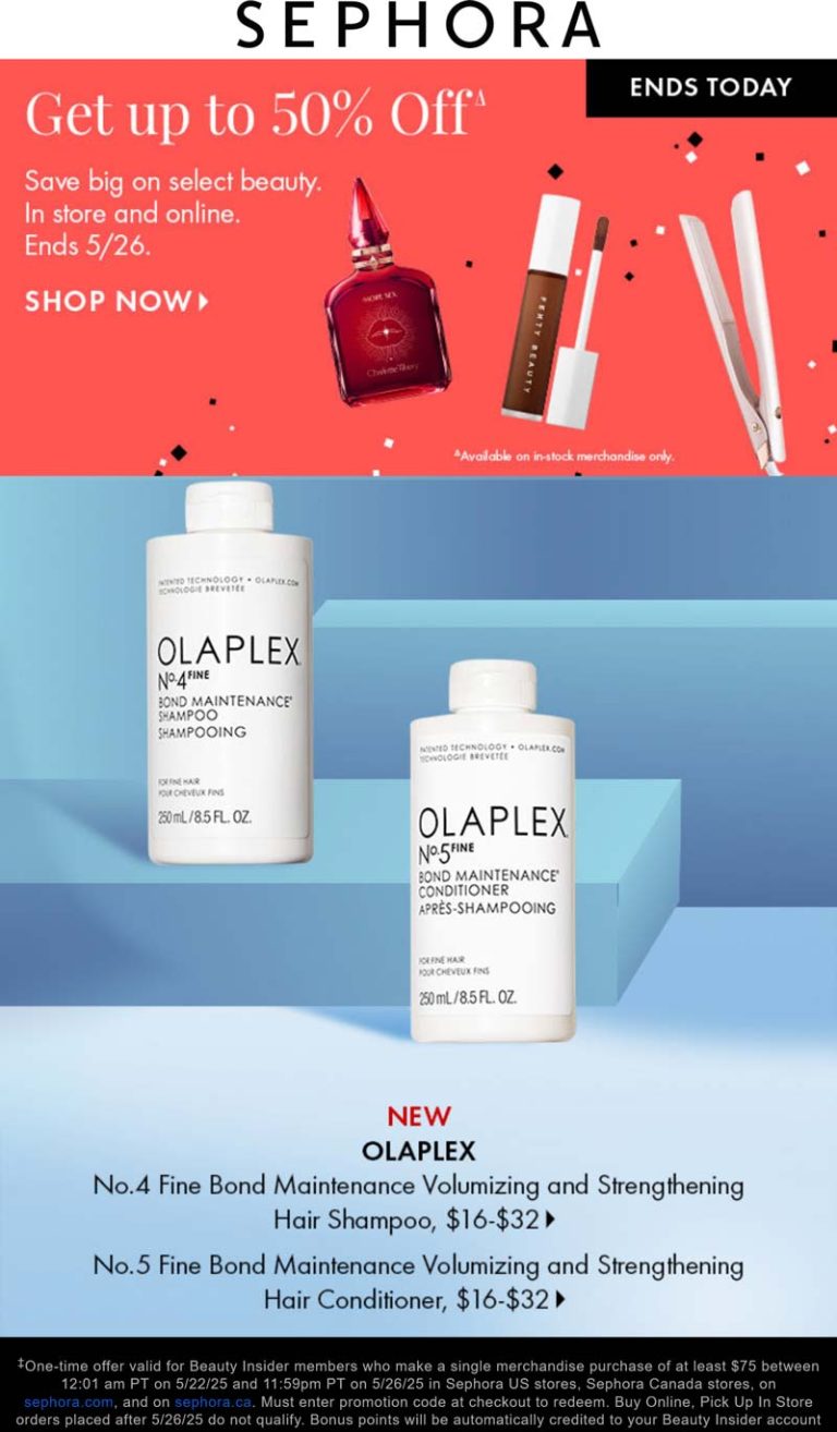 30-50% off today at Sephora, ditto online