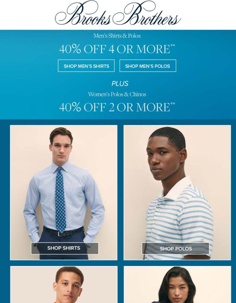 40% off 2+ items today at Brooks Brothers