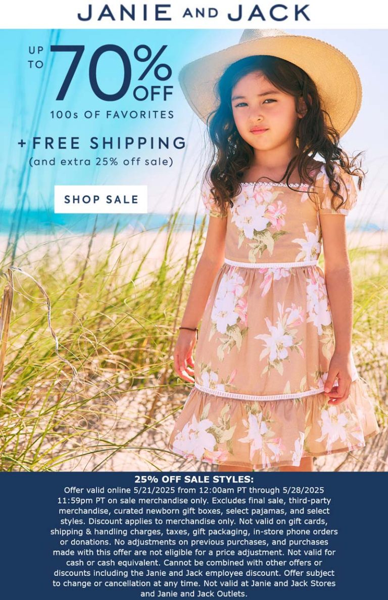 Extra 25% off sale items & more today at Janie and Jack