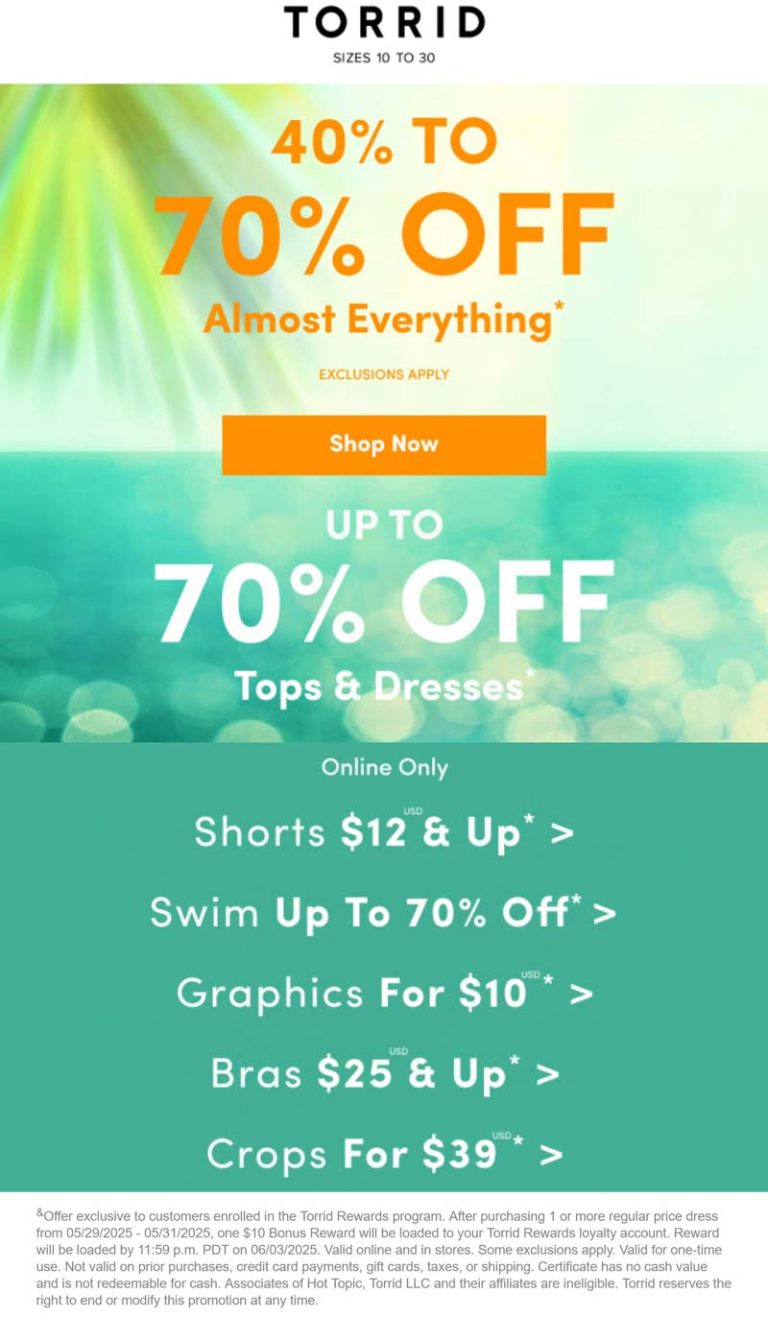 40-70% off at Torrid