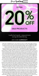 Extra 20% off sale products online today at MAC cosmetics via promo code SUMMERGIFT #mac