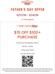$15 off $100 at Honeybaked Ham restaurants, or online via promo code 729546 #honeybaked