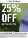 25% off a single item at Saks Fifth Avenue via promo code 25NOWSF #saksfifthavenue