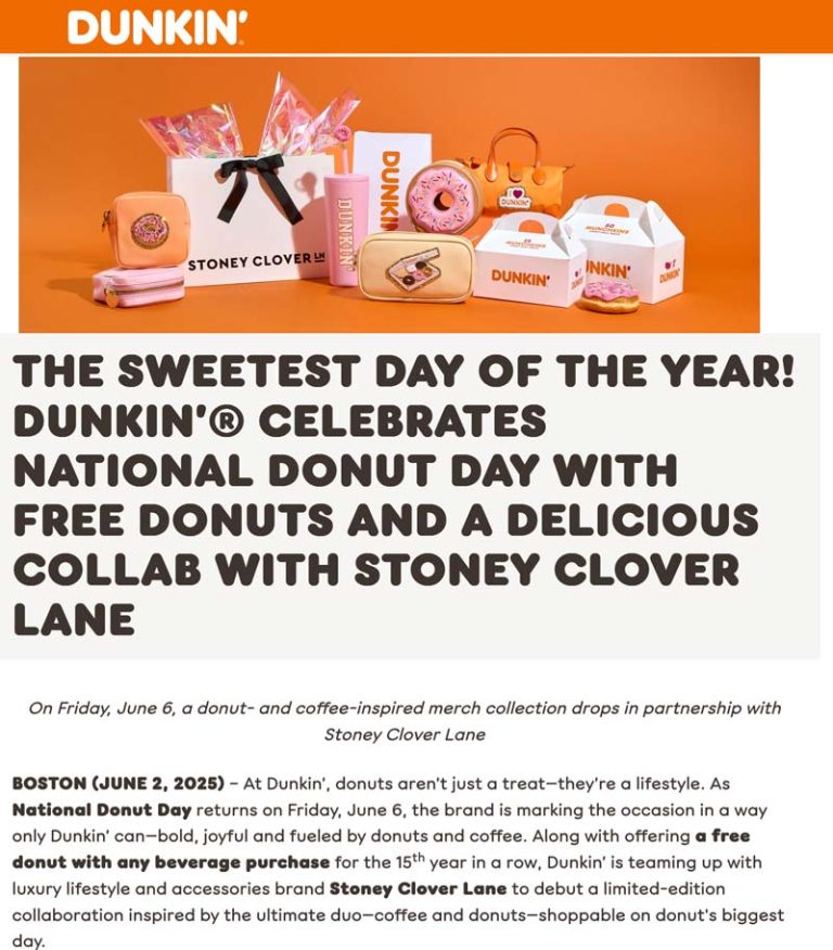 Free donut with your coffee Friday at Dunkin Donuts