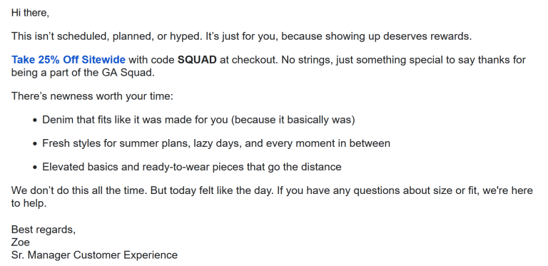 25% off everything online at GOOD AMERICAN via promo code SQUAD