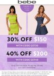 30-40% off $150+ at bebe via promo code GET30 #bebe