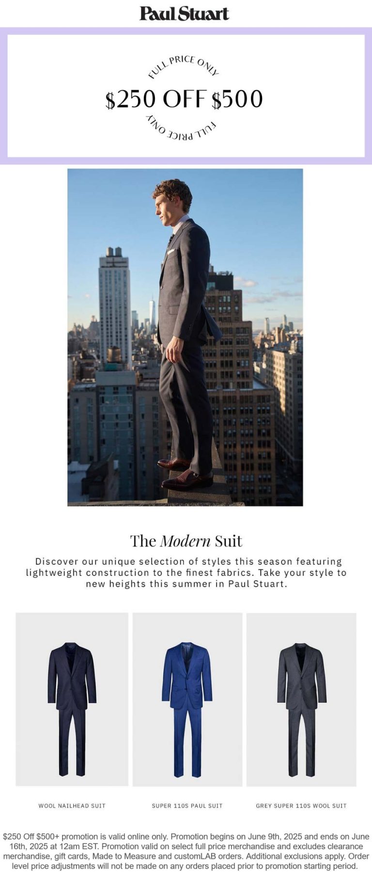 $250 off $500 at Paul Stuart