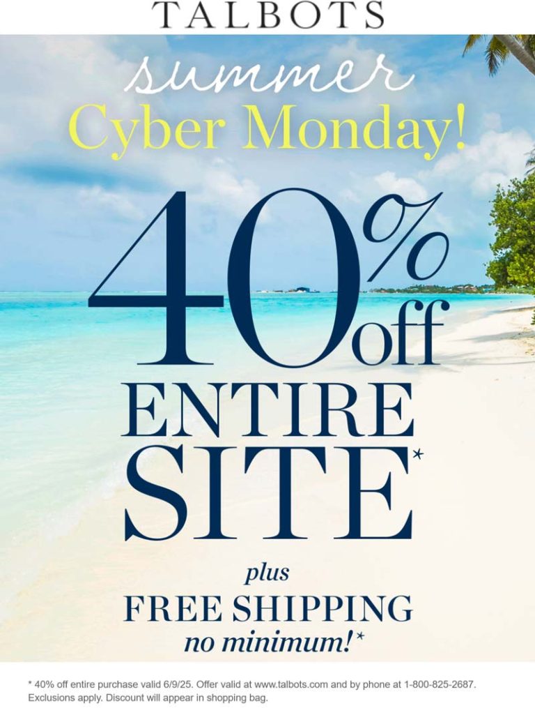 40% off everything online today at Talbots
