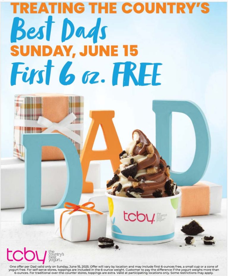 Free frozen yogurt for dad Sunday at TCBY