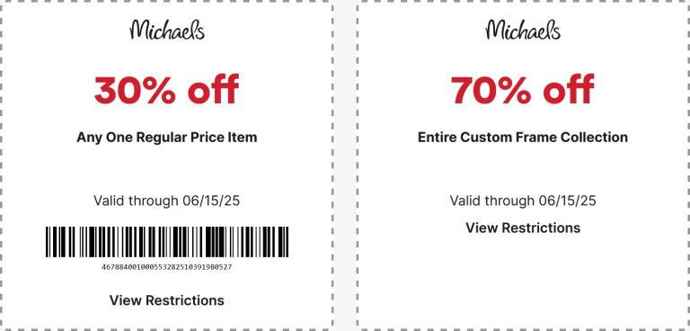 30% off a single item at Michaels, or online via promo code ULTIMATE30