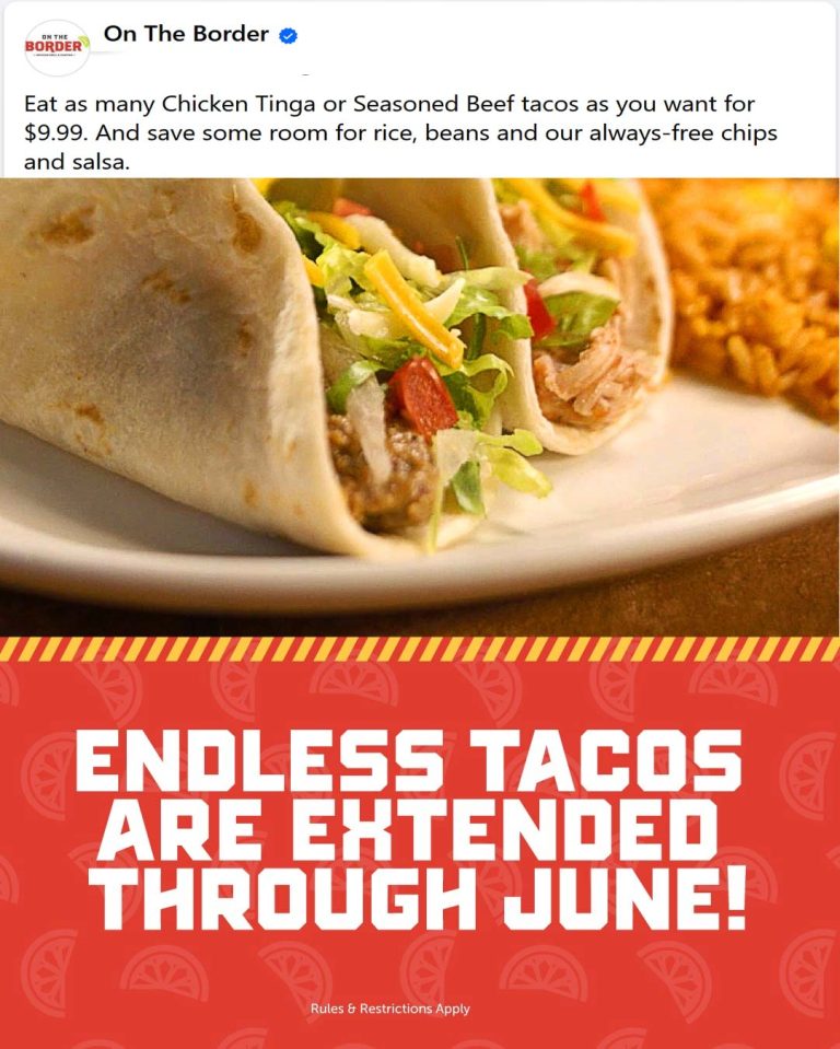 Bottomless tacos = $10 all month at On The Border restaurants