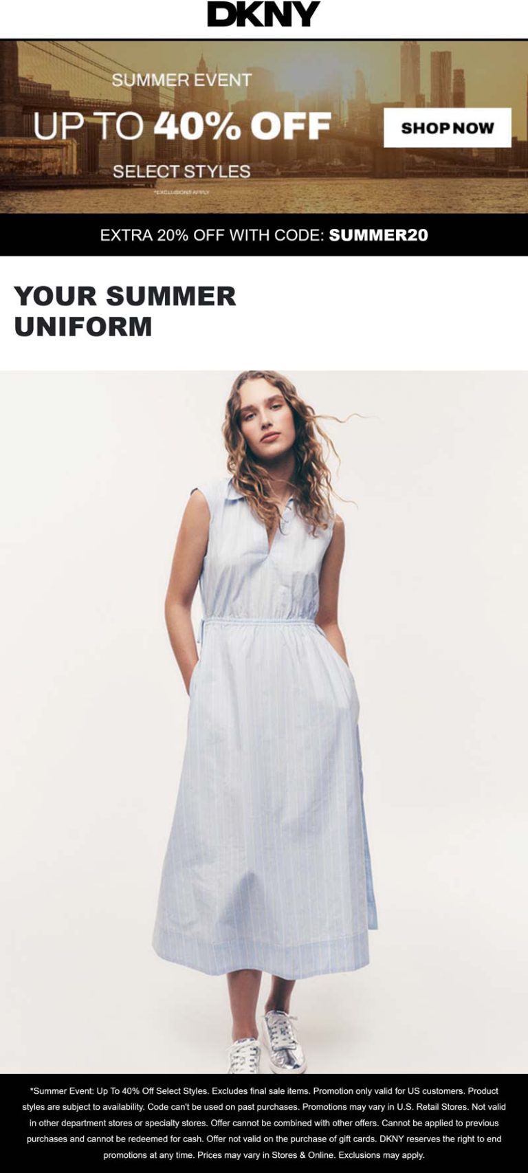20-40% off at DKNY via promo code SUMMER20
