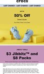 Various styles are 50% off at Crocs #crocs