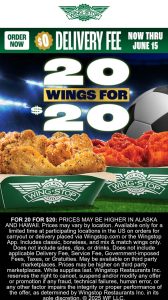 20 chicken wings = $20 at Wingstop #wingstop - The Coupons App®