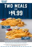 Two 2-pc fish or chicken meals = $15 today at Long John Silvers #longjohnsilvers