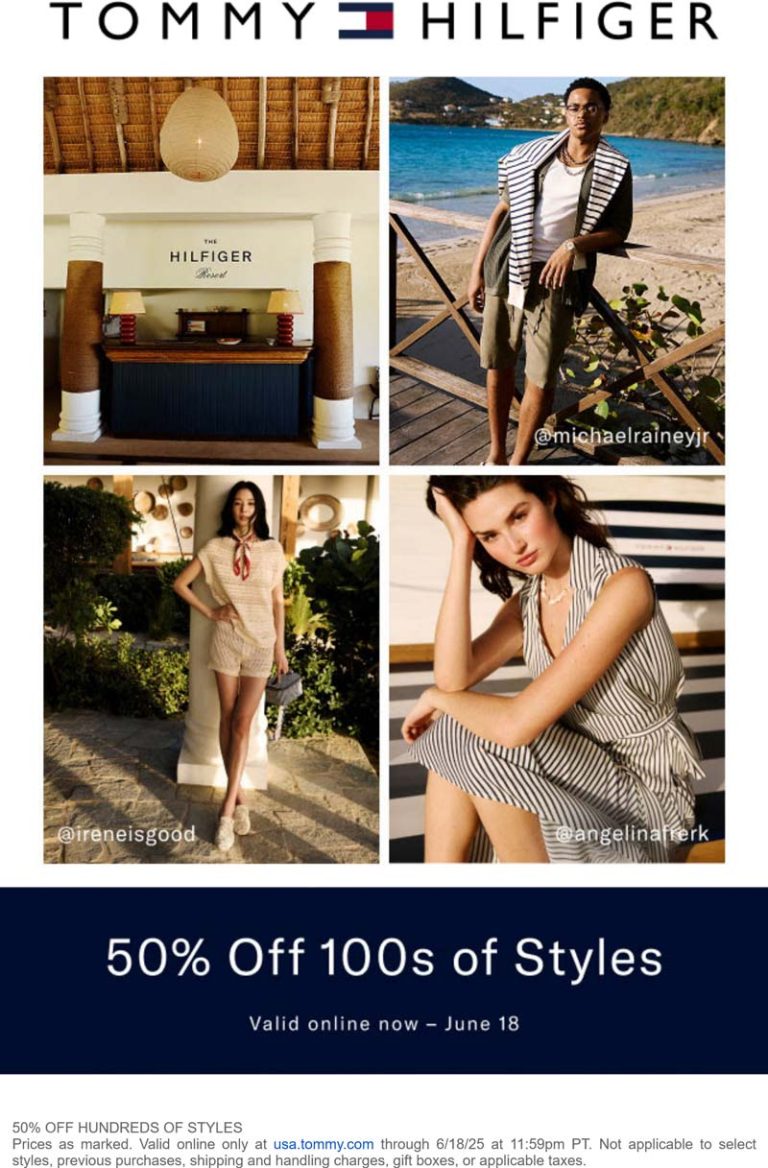 50% off online today at Tommy Hilfiger
