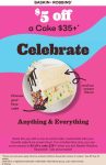 $5 off $35 on ice cream cakes at Baskin Robbins #baskinrobbins