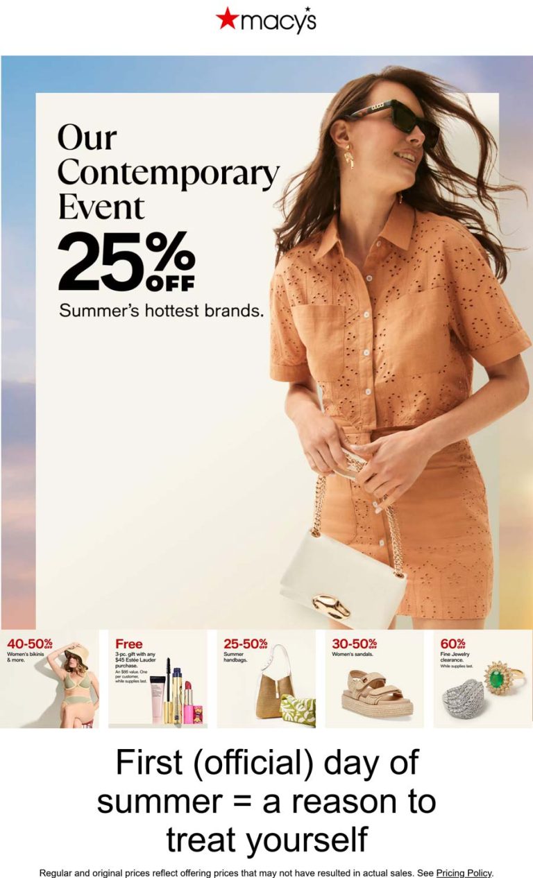 25-50% off at Macys, ditto online