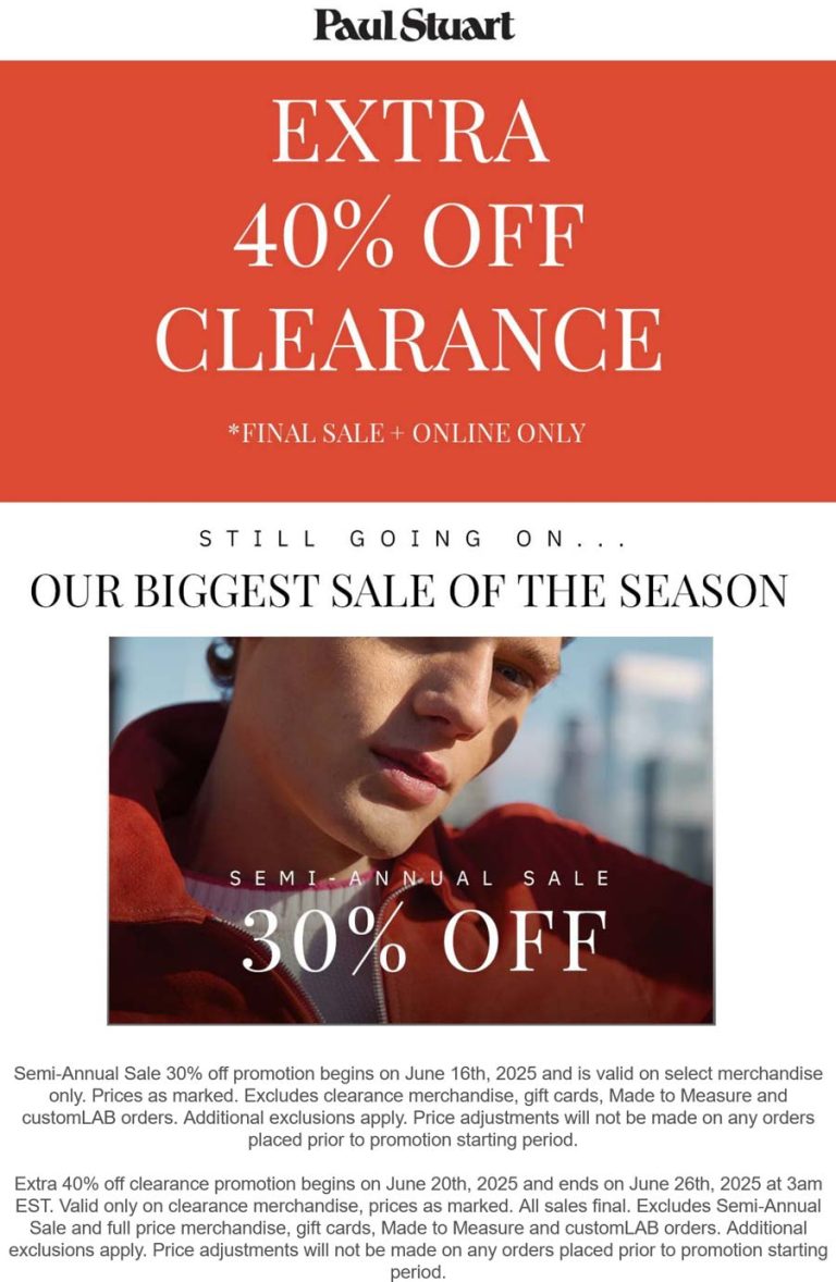 Extra 40% off clearance at Paul Stuart