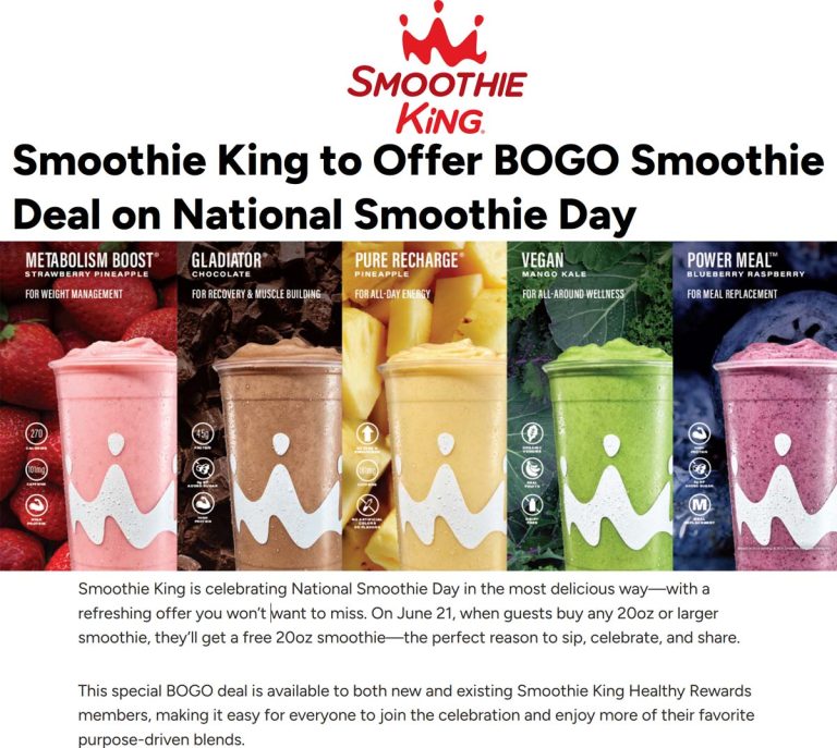 Second smoothie drink free today at Smoothie King