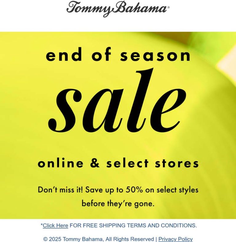 30-50% off at Tommy Bahama, ditto online