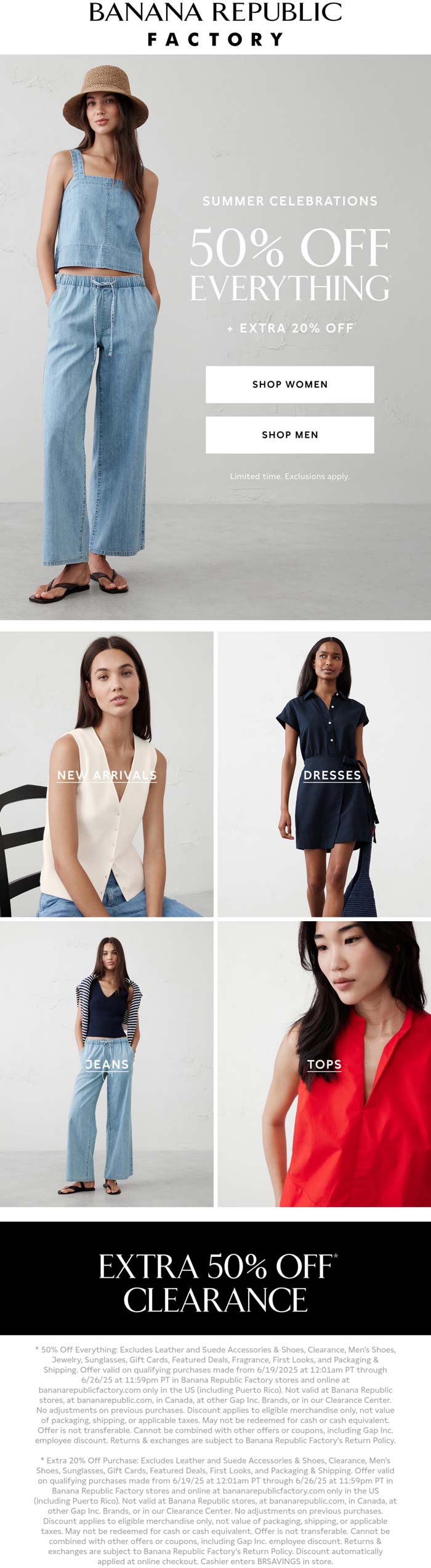 70% off everything at Banana Republic Factory