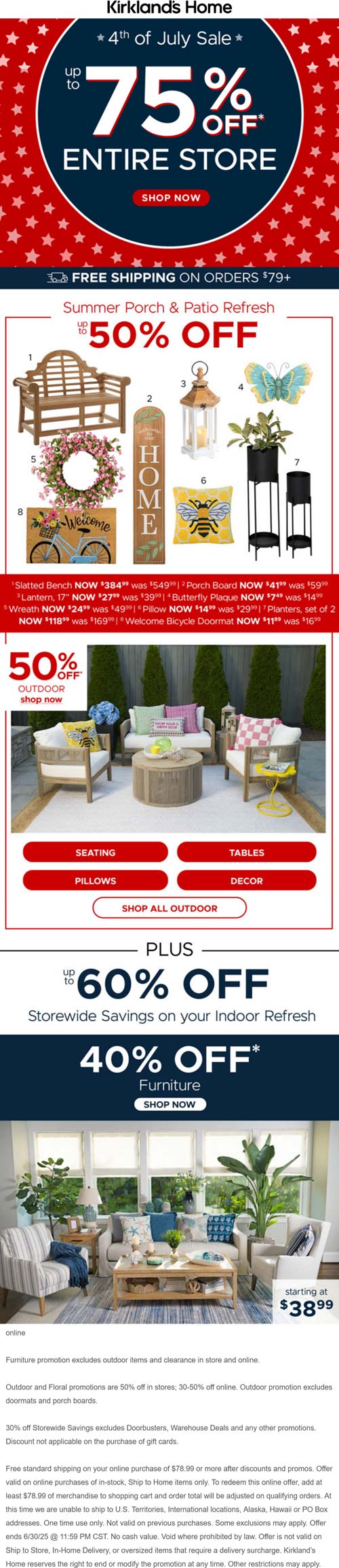 20-75% off everything at Kirklands Home