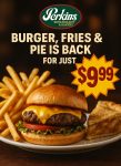 Cheeseburger + fries + pie = $10 at Perkins #perkins