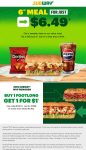6in meal for $6.49 + second footlong for $1 at Subway via promo code BOGO1 #subway