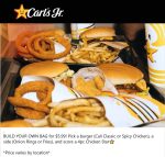 Cheeseburger or chicken + onion rings or fries + 4pc nuggets = $6 at Carls Jr #carlsjr
