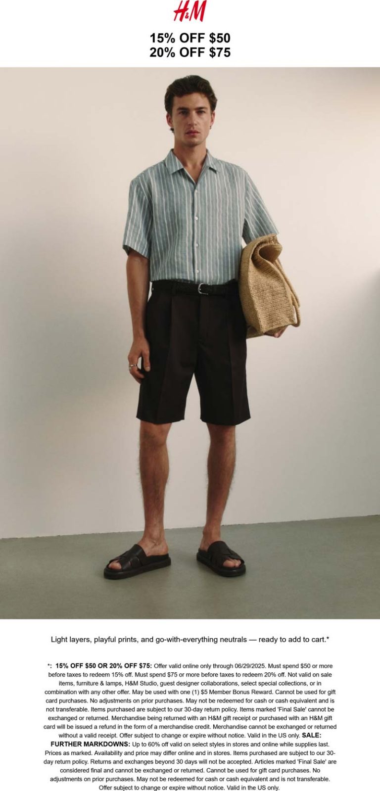 H&M coupon: 15-20% off $50+ today at H&M
