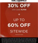 30% off at Karl Lagerfeld, or online via promo code KLP30 #karllagerfeld