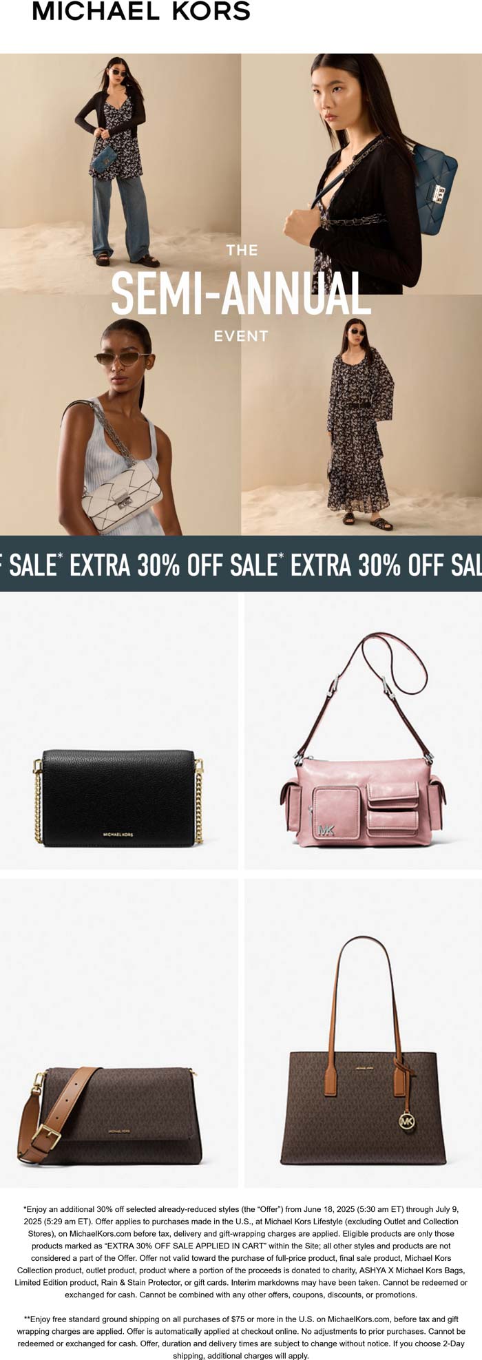 Extra 30% off sale items at Michael Kors
