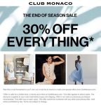 30% off everything at Club Monaco, ditto online #clubmonaco
