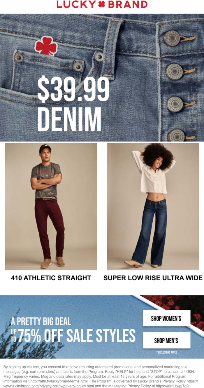 $40 jeans at Lucky Brand