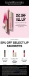 25% off all lip at bareMinerals #bareminerals