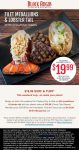 Steak filet + lobster tail + 2 sides = $20 via login at Black Angus steakhouse #blackangus