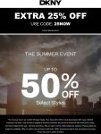 Extra 25% off at DKNY via promo code 25NOW #dkny