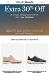 Extra 30% off at Cole Haan via promo code SUNSHINE #colehaan